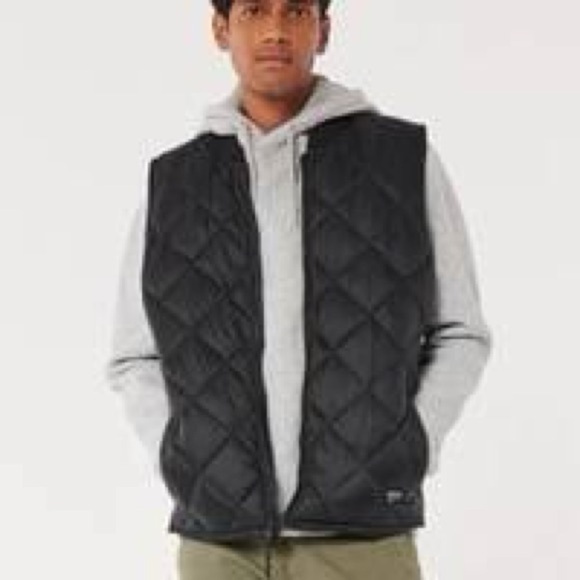 Men’s Hollister Blue Puffer Zip Up Vest Size Medium! - Picture 2 of 6